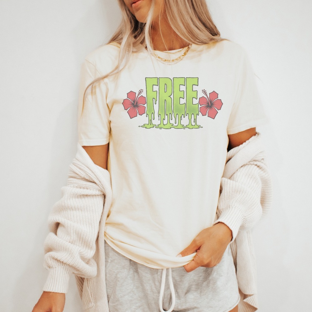 Free Dripping Letters Art Bold Outline Graphic Tee